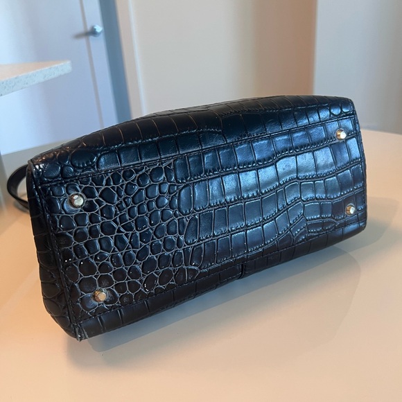 DKNY Black Croc-Patterned Satchel - Picture 5 of 6